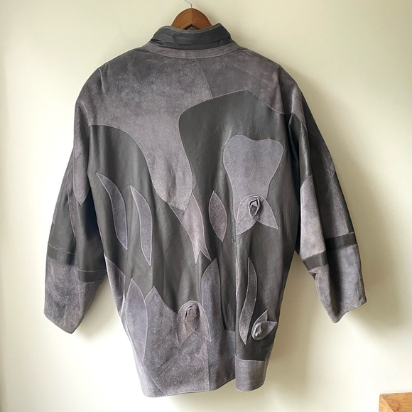 Vintage suede applique and rosette leather jacket - Picture 11 of 15